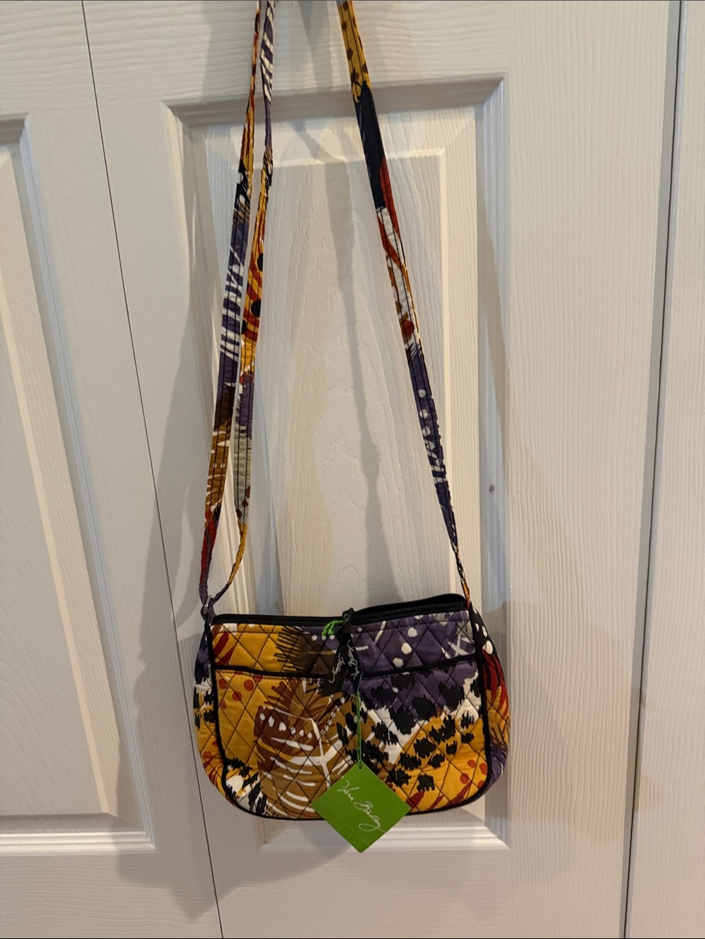 Vera Bradley Quilted Crossbody in Purple & Yellow Pattern ..nwt painted feathers